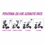 Tricikl TS-307 sa rotirajućim sedištem i podešavanjem naslona sivi - Slika 4
