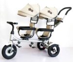 Tricikl za blizance 412-1 "Twins" sa rotirajućim sedištem bež