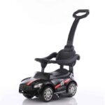 Guralica za decu 459 crne boje sa ručkom za guranje i sigurnosnim obručom