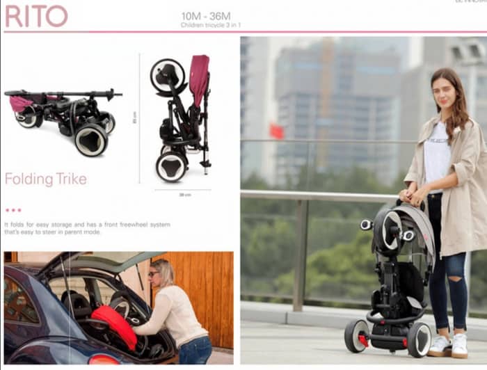 Tricikl Rito 3u1 zeleno-plavi 7 Sklopivi Tricikl QPlay Rito 3u1 zeleno-plavi, qp380gb - Slika 7