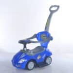 Dečija guralica p450 plave boje sa ručkom za guranje i sigurnosnim obručem