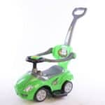 guralica za decu 450 autić zelene boje sa ručkom za guranje i sigurnosnim obručemb
