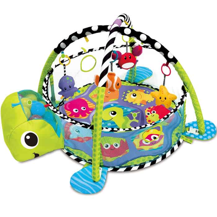 Podloga za bebe kornjača zelena sa okačenim igračkama