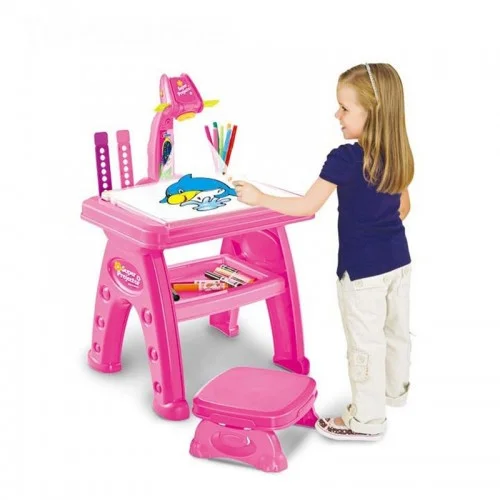 igračka za bebe sto sa projektorom roze i devojčica