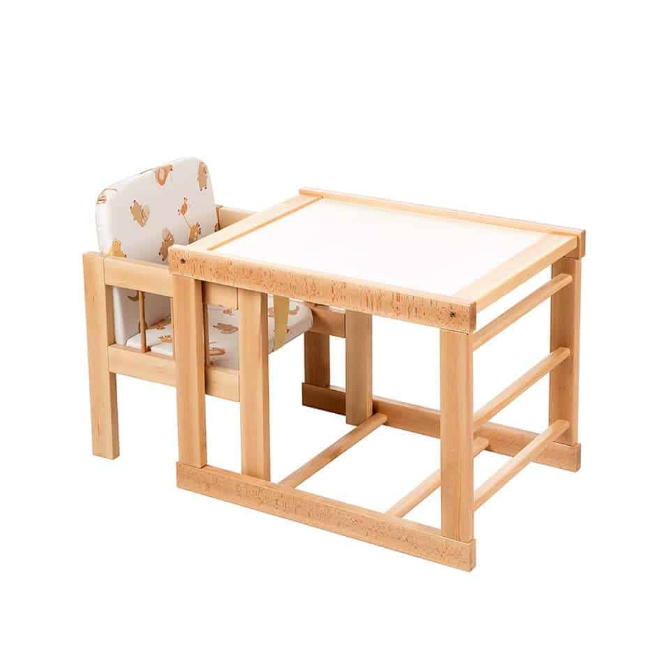 Hranilica za bebe drvena transformisana u sto i stolicu