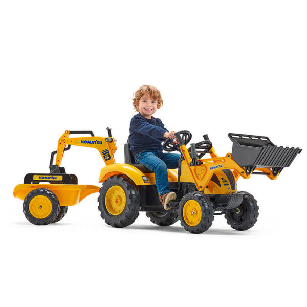 Traktor sa prikolicom i kašikom 2086Y žuti sa dečakom koji upravlja