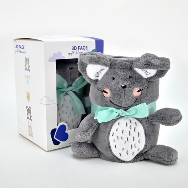 Ćebence za bebe MOUSE sive boje koje se pretvara u plišanu igračku miš