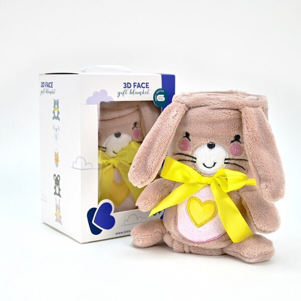 Ćebence za bebe PINK BUNNY toze boje koje se pretvara u plišanu igračku zec