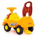 Guralica za decu žute boje sa volanom i crvenim naslonom