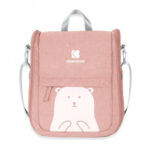 Torba za mame 2u1 Bear roze boje koja se pretvara u putni krevetić za presvlačenje i spavanje bebe
