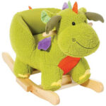 Njihalica za decu Zmaj 40325 sa drvenim postoljem zelena