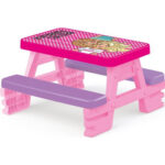piknik klupa za decu Barbie 016089 roze ljubičasti na beloj pozadini