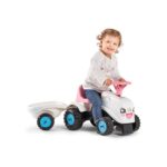 Traktor guralica za decu bele boje sa prikolicom 206b