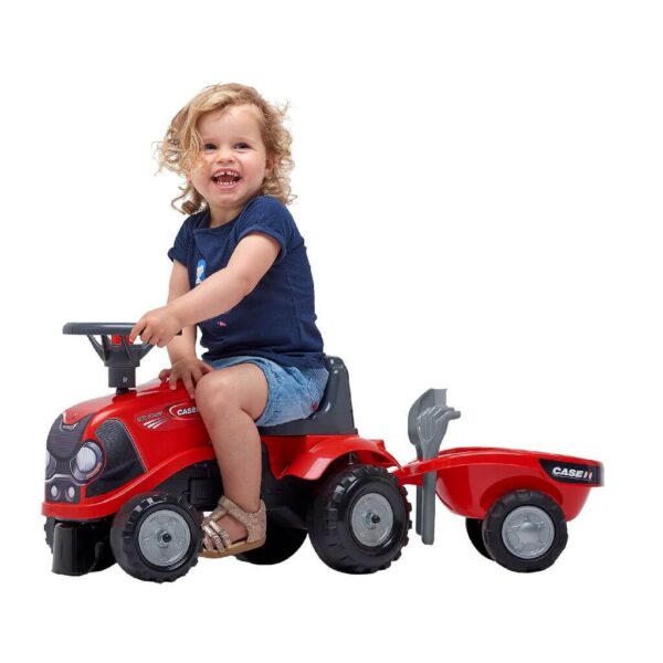 Traktor guralica za decu 238c sa prikolicom crvene boje