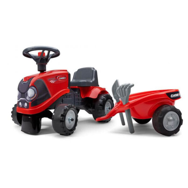 Traktor guralica za decu 238c sa prikolicom crvene boje