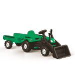 traktori-za-decu-na-pedale-zelene-boje-sa-kašikom-i-prikolicom