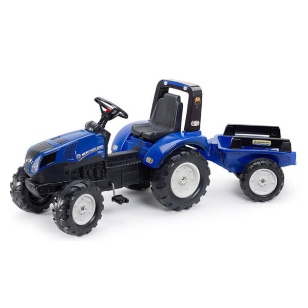 Traktor na pedale 3090B plavi sa prikolicom na beloj pozadini