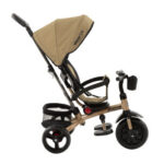 Tricikl za decu Xammy bež boje sa tendom, ručicom za guranje, naslonom, držačem za flašicu na kormanu, zadnom korpom i sigurnosnim obručem