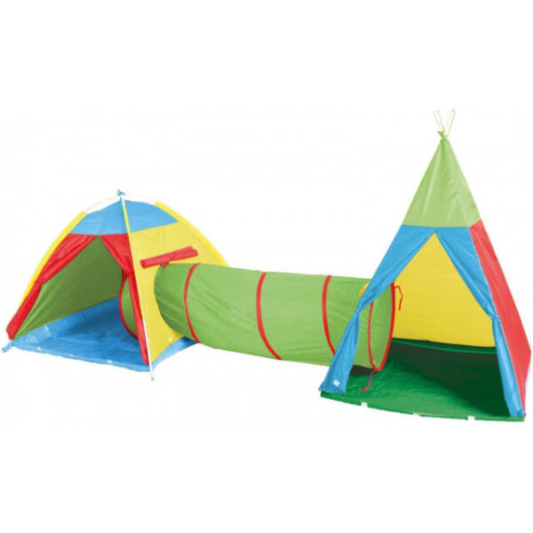 Šator za decu 3u1 Knorr 55200 sa dva šatora i jednim tunelom plavo crveno zeleni
