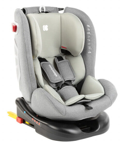 Autosedista Cruz za bebe i decu do 36kg svetlo sive boje sa rotacijom sedišta, oborivim naslonom i isofix sistemom, prikazano iz profila
