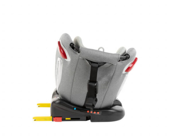 Autosedista Cruz za bebe i decu do 36kg svetlo sive boje sa rotacijom sedišta, oborivim naslonom i isofix sistemom, prikazano otpozadi