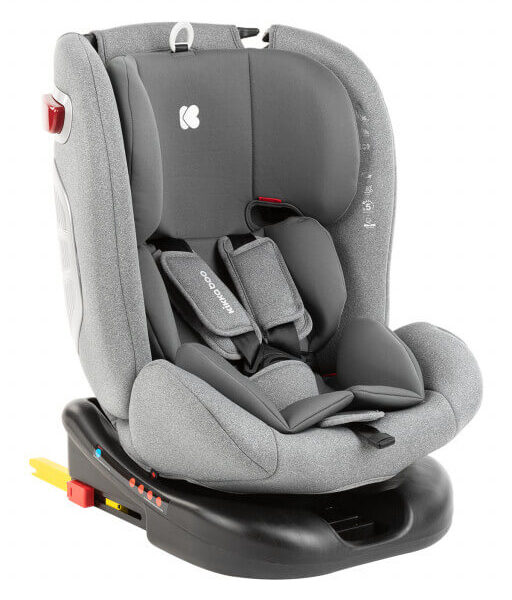 Auto sedista Cruz za bebe i decu do 36kg tamno sive boje sa rotacijom sedišta, oborivim naslonom i isofix sistemom za bolje fiksiranje u autu, prikazano iz profila