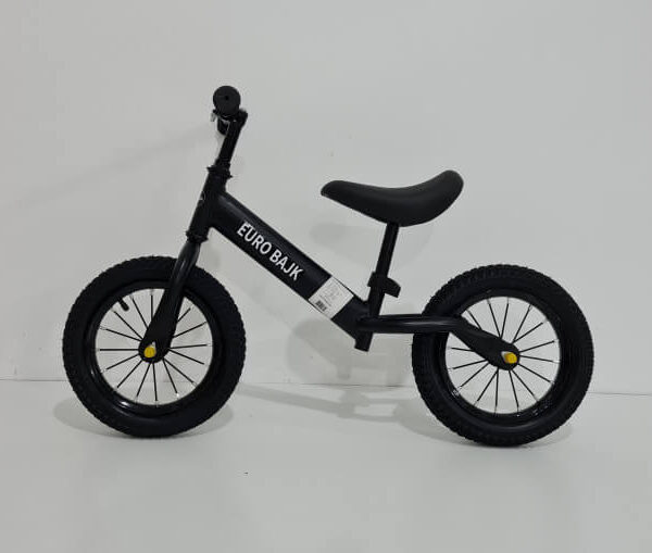 Balans Bike 12" sa gumama na naduvavanje crni prikazan sa bočne strane