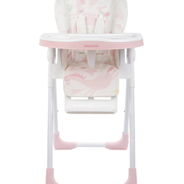 Hranilica za bebe Vitto roze-bele boje sa podesivom visinom sedišta, podesivim naslonom i duplom tacnom