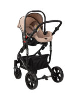 Kolica za bebe 3u1 Beloved bež boje sa prikazom auto sedišta na ramu kolica