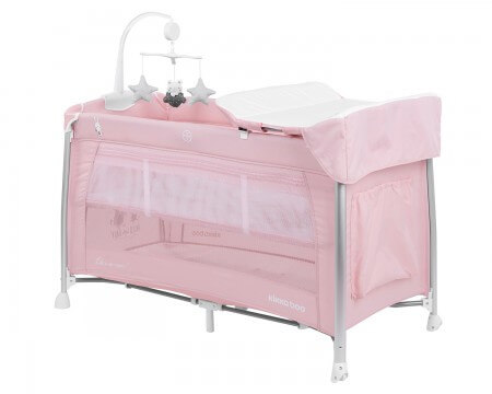 Krevetac za putovanja Dessine Moi za spavanje bebe roze boje sa pultom za presvlačenje i vrteškom na navijanje