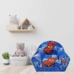Fotelja na razvlačenje Bambi Spajdermen plavo crvena slikana u dečijoj sobi