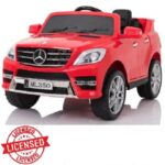 Dzipovi Mercedes ML 350 za decu na akumulator crvene boje, prikazan iz profila