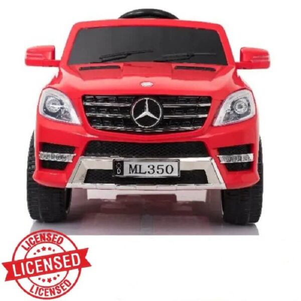 Dzipovi Mercedes ML 350 za decu na akumulator crvene boje, prikazan s preda