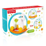 Klackalica Konjić 2u1 za decu belo-narandžaste boje, prikazan u originalnom pakovanju