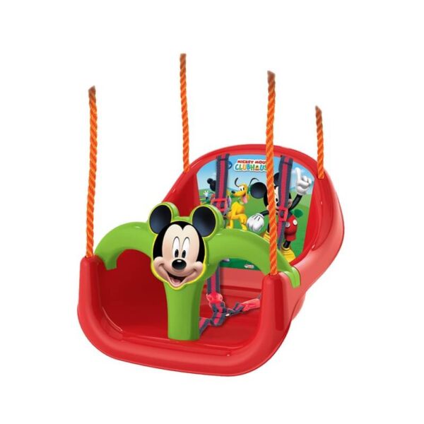Ljuljaška za decu Mickey Mouse crveno-zelene boje sa pojasom za vezivanje i užetom za montažu