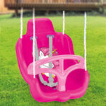 Ljuljaška za decu Unicorn pink boje sa sigurnosnom prečkom, pojasom za vezivanje i kanapom za montažu