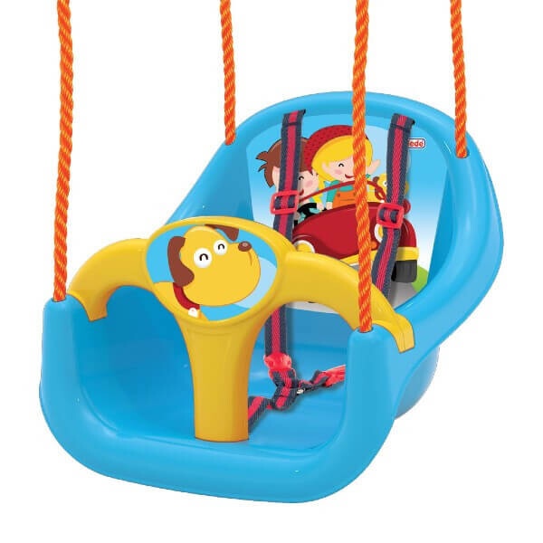 Ljuljaška za decu 030655 plave boje sa sigurnosnim obručem, pojasom za vezivanje i kanapom za montažu