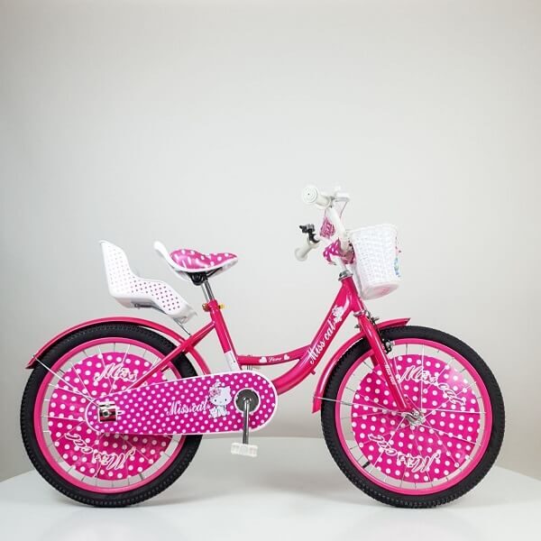 Dečiji bicikl Miss Cat 708 tamno roze boje sa gumama na naduvavanje i nožicom za parking