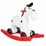 Klackalica 2u1 30952 za decu belo-crne boje sa crvenim rukohvatima i crvenim postoljem za klackanje