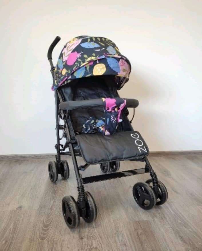 kišobran-kolica-zoe-roze-slika-1 Kolica Zoe za decu crne boje sa roze motivima