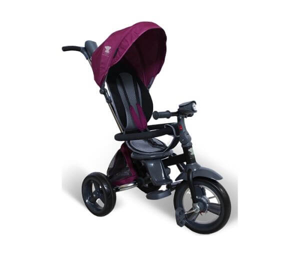 Tricikl za decu Cruiser sa svetlom na kormanu, sedištem sa tendom i pojasom i ručicom za upravljanje