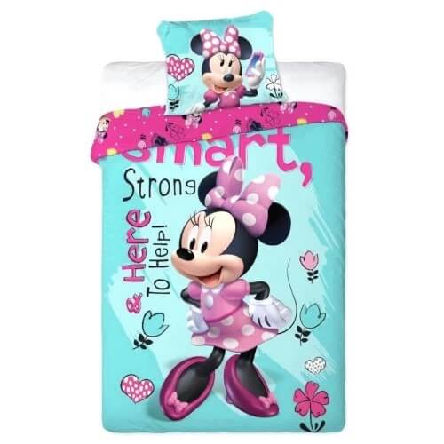 Dečija posteljina Minnie 820 mint-roze boje koja sadrži jastučnicu i navlaku za jorgan