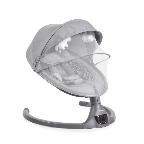 ljuljaska-za-bebe-iswing-graphite-0-9-kg-slika-1 Ležaljka za bebe iSwing tamno sive boje sa tendom, mrežicom