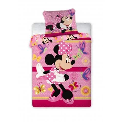 Posteljina za bebe Minnie Mouse 463 roze boje sa motivom Minnie obuhvata jastučnicu i jorgansku navlaku