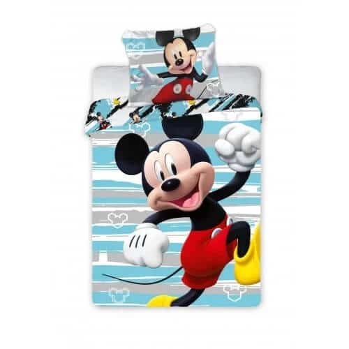 Posteljina za bebe Mickey Mouse 646 plave boje sa motivom Mickey miša iz crtanog filma koja uključuje jorgansku navlaku i jastučnicu