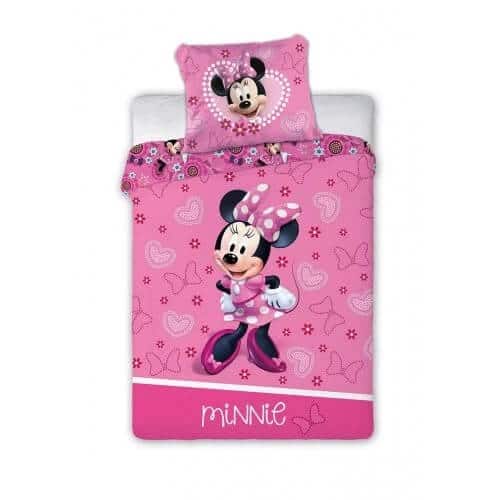 Posteljina za bebe Minnie Mouse 653 roze boje sa motivom mišice Minnie koja sadrži jastučnicu i jorgansku navlaku
