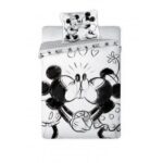 Posteljina za decu Mickey & Minnie 026 bele boje sa motivom Minnie i Mickey Mouse sa navlakom za jorgan i jastučnicom