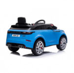 range rover velar autić za decu sa kožnim sedištem i mekim gumama metalik plavi prikazan otpozadi