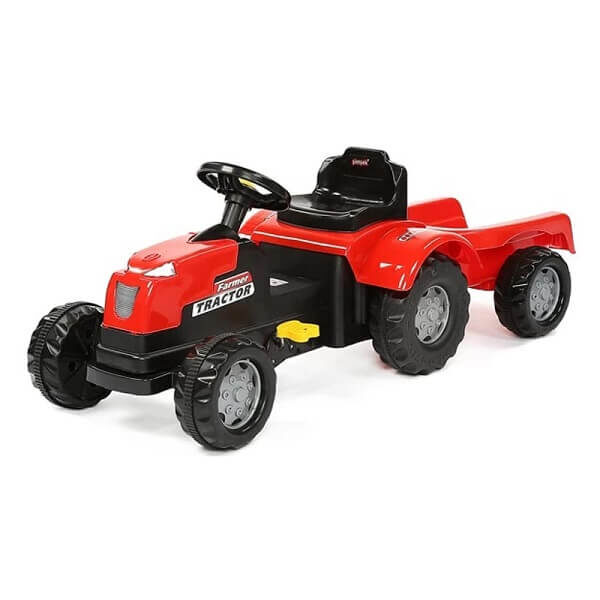 Traktor na akumulator 309659 sa prikolicom crvene boje