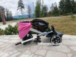 sklopivi tricikl smart roze prikazan u sklopivom transportnom pakovanju
